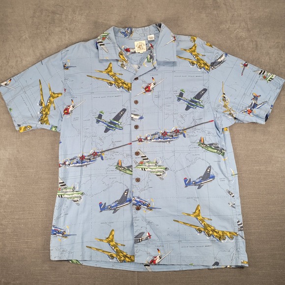 Max Boxer WWII Bomber Fighter Airplane Print Button Up‎ Short Sleeve Shirt XXL - Picture 1 of 12